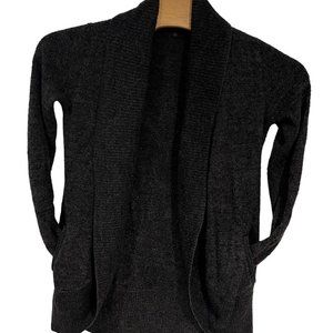 Barefoot Dreams Cozychic Lite Cozy Cardigan Gray Pockets Circle Charcoal Black M